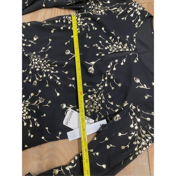 KENSIE (Saks Fifth) NWT Floral Metallic Gold Drop Waist Dress Black Sz 2, MP $98 - Picture 6 of 12